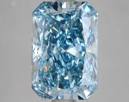 Lab-Grown Radiant Diamond - 4.63 Carats, Fancy Vivid Blue Color, VS1 Clarity - Certified by IGI - Report Number: LG655414695