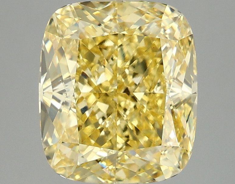 Lab-Grown Cushion Diamond - 3.07 Carats, Fancy Vivid Yellow Color, VS1 Clarity - Certified by IGI - Report Number: LG674559614