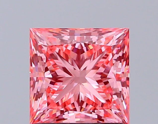 Lab-Grown Princess Diamond - 1.52 Carats, Fancy Vivid Pink Color, VVS2 Clarity - Certified by IGI - Report Number: LG692582313