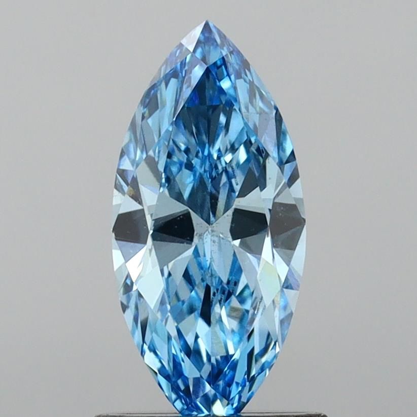 Lab-Grown Marquise Diamond - 1.01 Carats, Fancy Vivid Blue Color, VS2 Clarity - Certified by IGI - Report Number: LG634415228