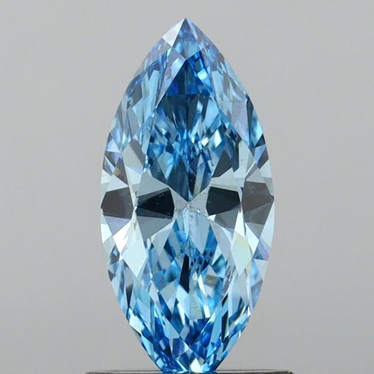 Lab-Grown Marquise Diamond - 1.01 Carats, Fancy Vivid Blue Color, VS2 Clarity - Certified by IGI - Report Number: LG634415228
