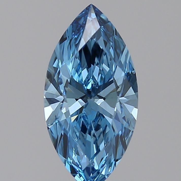 Lab-Grown Marquise Diamond - 0.91 Carats, Fancy Vivid Blue Color, VS1 Clarity - Certified by IGI - Report Number: LG585336480