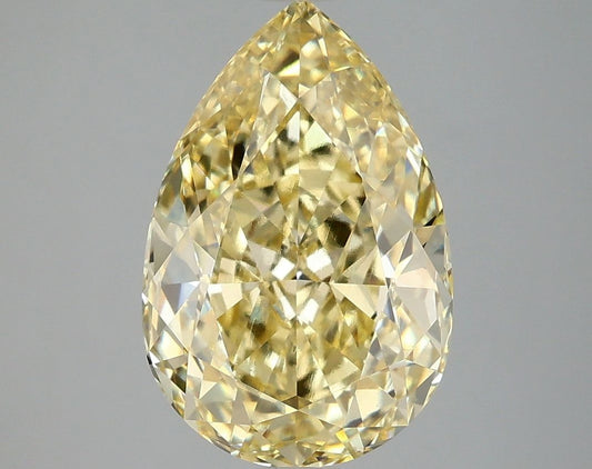 Lab-Grown Pear Diamond - 4.07 Carats, Fancy Intense Yellow Color, VVS2 Clarity - Certified by IGI - Report Number: LG681597759
