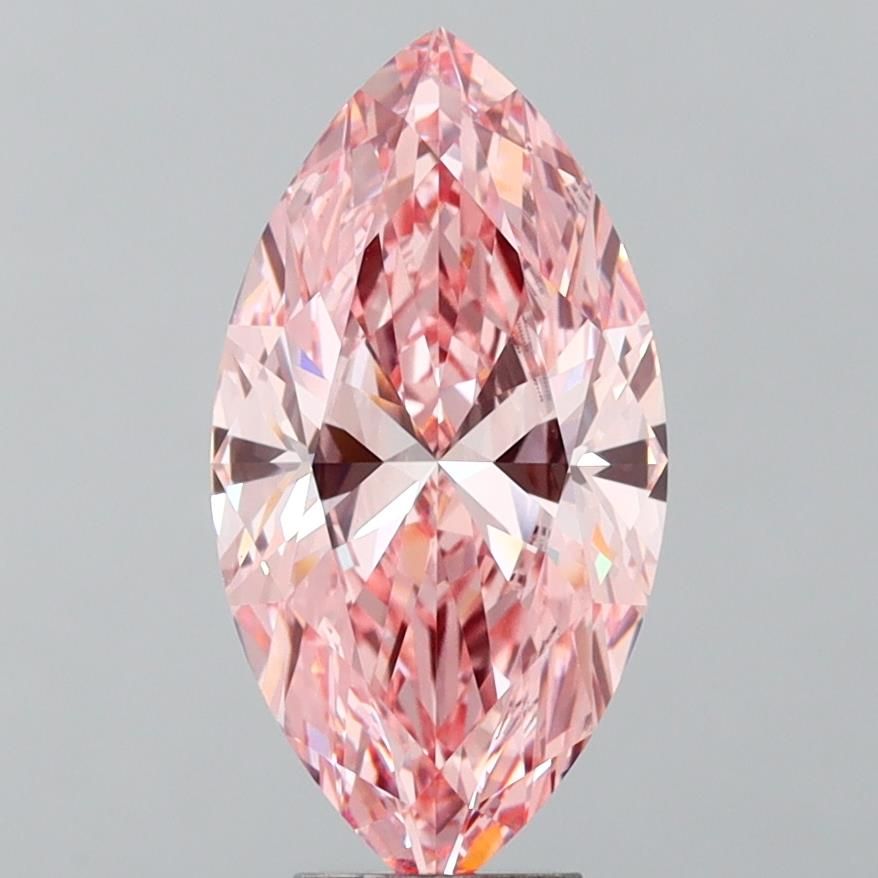 Lab-Grown Marquise Diamond - 5.41 Carats, Fancy Vivid Pink Color, VVS2 Clarity - Certified by IGI - Report Number: LG624444435
