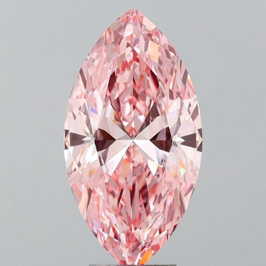 Lab-Grown Marquise Diamond - 5.41 Carats, Fancy Vivid Pink Color, VVS2 Clarity - Certified by IGI - Report Number: LG624444435