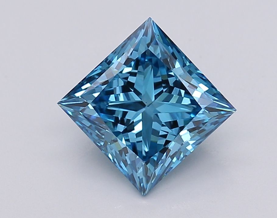Lab-Grown Princess Diamond - 2.03 Carats, Fancy Vivid Blue Color, VS1 Clarity - Certified by IGI - Report Number: LG595381243