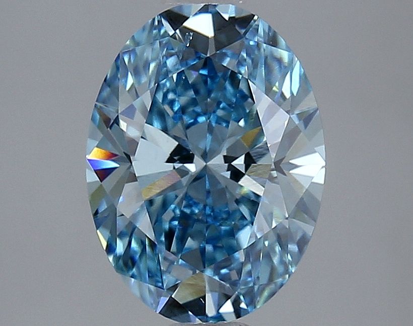 Lab-Grown Oval Diamond - 2.53 Carats, Fancy Vivid Blue Color, VS2 Clarity - Certified by IGI - Report Number: LG633474326