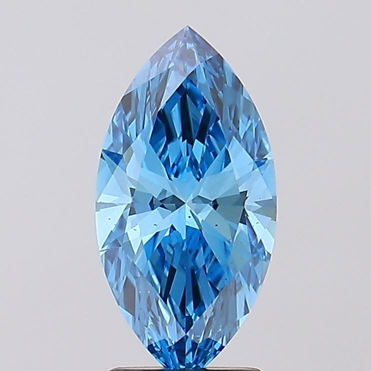 Lab-Grown Marquise Diamond - 2.15 Carats, Fancy Vivid Blue Color, VS2 Clarity - Certified by IGI - Report Number: LG588347651