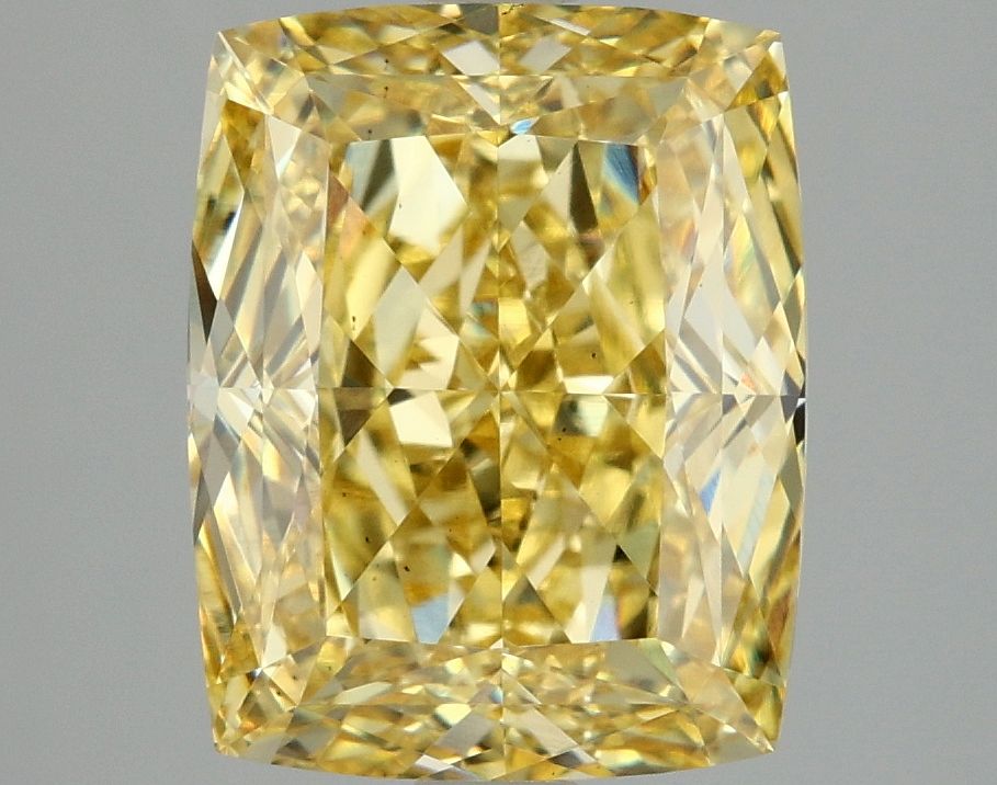 Lab-Grown Cushion Diamond - 4.74 Carats, Fancy Vivid Yellow Color, VS2 Clarity - Certified by IGI - Report Number: LG677575819
