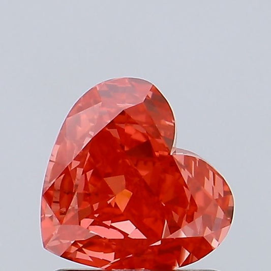 Lab-Grown Heart Diamond - 1.01 Carats, Fancy Vivid Red Color, VS2 Clarity - Certified by IGI - Report Number: LG689583096