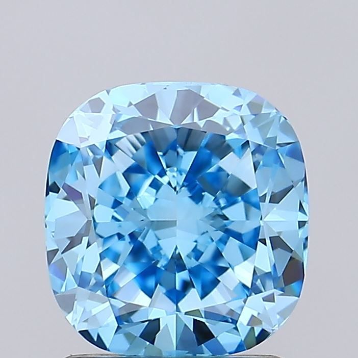 Lab-Grown Cushion Diamond - 1.61 Carats, Fancy Vivid Blue Color, VVS2 Clarity - Certified by IGI - Report Number: LG674511585