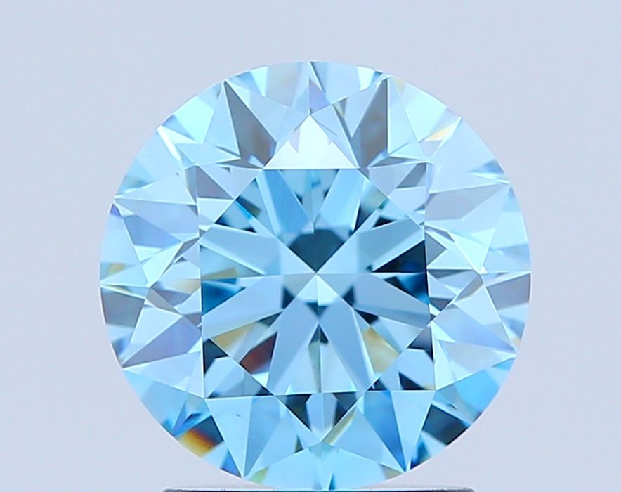 Lab-Grown Round Diamond - 2.02 Carats, Fancy Vivid Blue Color, VVS2 Clarity - Certified by IGI - Report Number: LG670433376