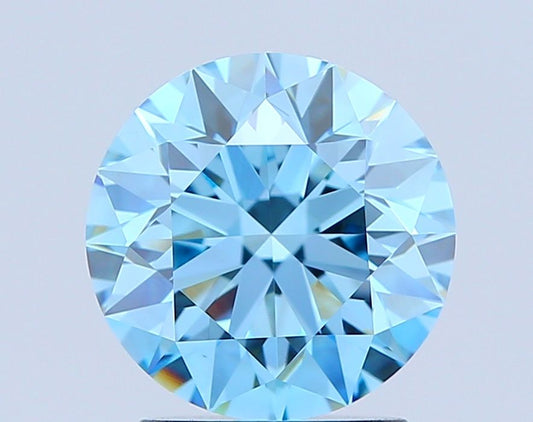 Lab-Grown Round Diamond - 2.02 Carats, Fancy Vivid Blue Color, VVS2 Clarity - Certified by IGI - Report Number: LG670433376