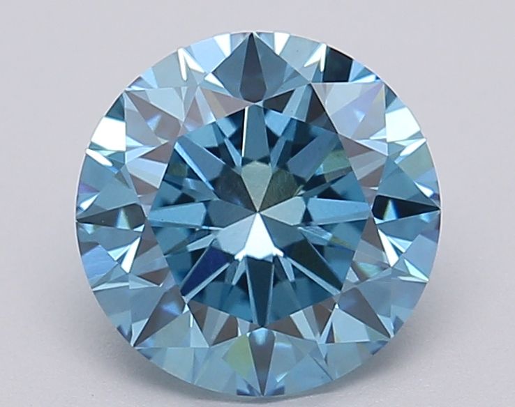 Lab-Grown Round Diamond - 1.52 Carats, Fancy Vivid Blue Color, VS1 Clarity - Certified by IGI - Report Number: LG613349421