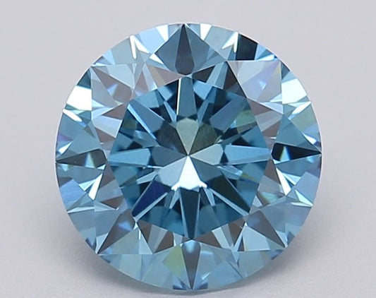 Lab-Grown Round Diamond - 1.52 Carats, Fancy Vivid Blue Color, VS1 Clarity - Certified by IGI - Report Number: LG613349421