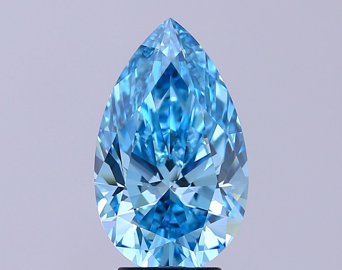 Lab-Grown Pear Diamond - 4.51 Carats, Fancy Vivid Blue Color, VVS2 Clarity - Certified by IGI - Report Number: LG674520662