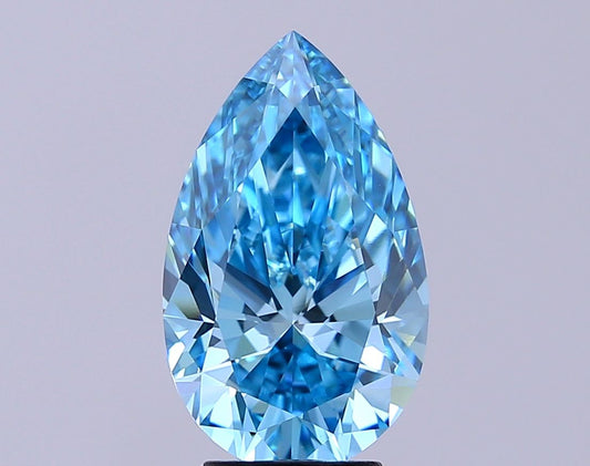Lab-Grown Pear Diamond - 4.51 Carats, Fancy Vivid Blue Color, VVS2 Clarity - Certified by IGI - Report Number: LG674520662