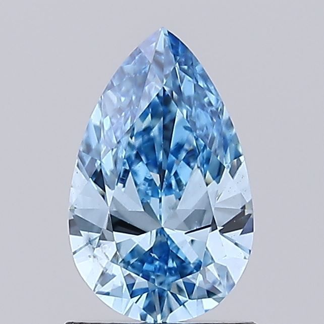 Lab-Grown Pear Diamond - 1.0 Carats, Fancy Vivid Blue Color, SI1 Clarity - Certified by IGI - Report Number: LG625487141