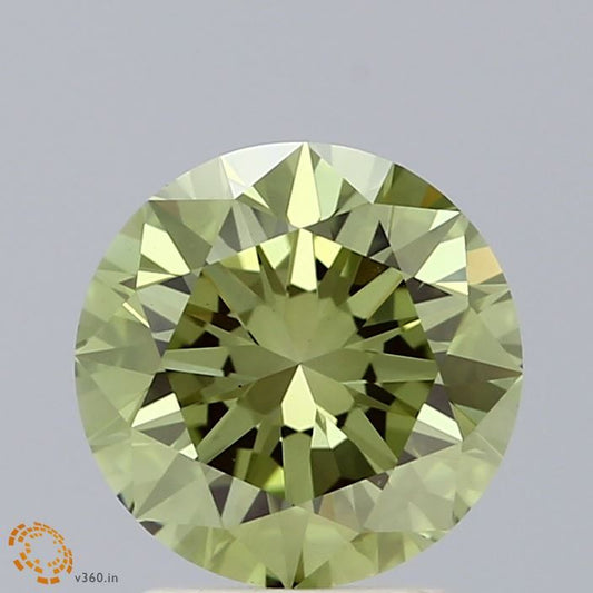 Lab-Grown Round Diamond - 2.52 Carats, Fancy Vivid Green Color, VS1 Clarity - Certified by IGI - Report Number: LG613359506