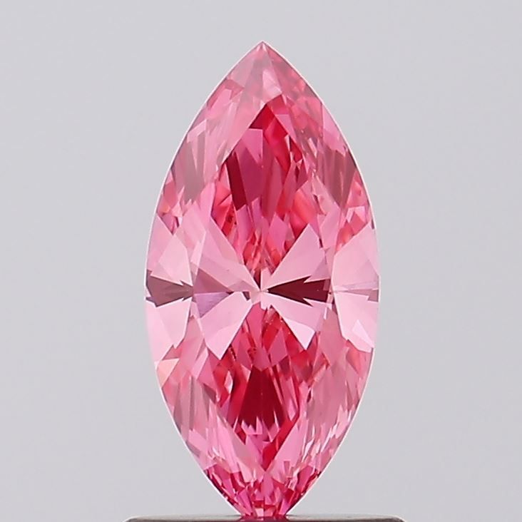 Lab-Grown Marquise Diamond - 0.87 Carats, Fancy Vivid Pink Color, VS1 Clarity - Certified by IGI - Report Number: LG602396983