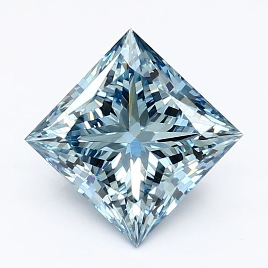 Lab-Grown Princess Diamond - 1.4 Carats, Fancy Vivid Blue Color, VS1 Clarity - Certified by IGI - Report Number: LG629484046
