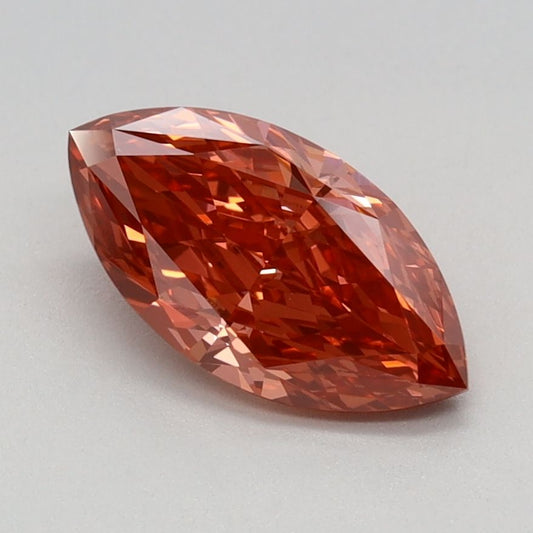 Lab-Grown Marquise Diamond - 1.06 Carats, Fancy Vivid Brownish Pink Color, VVS2 Clarity - Certified by IGI - Report Number: LG647442712