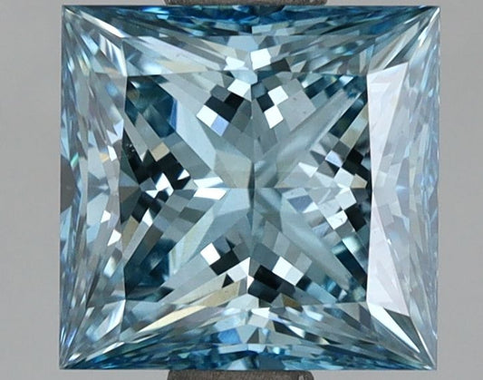 Lab-Grown Princess Diamond - 1.9 Carats, Fancy Vivid Blue Color, VS2 Clarity - Certified by IGI - Report Number: LG670472996
