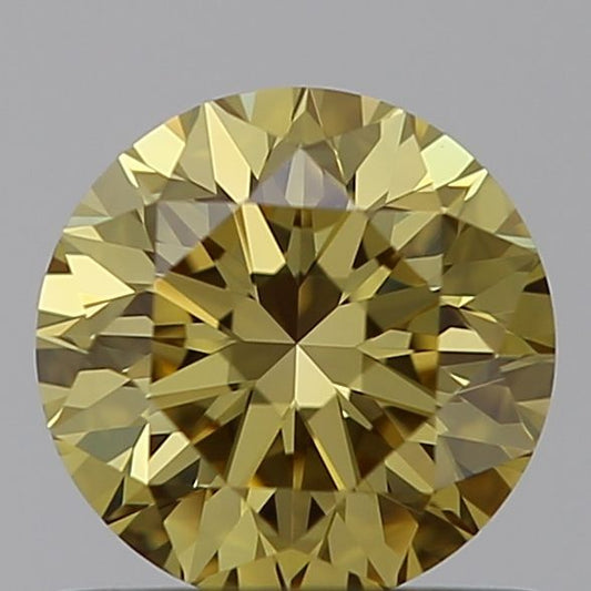 Lab-Grown Round Diamond - 0.75 Carats, Fancy Intense Yellow Color, VVS2 Clarity - Certified by IGI - Report Number: LG595383727
