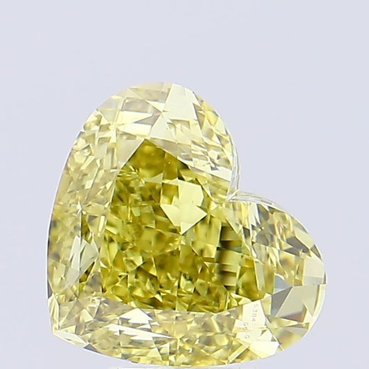 Lab-Grown Heart Diamond - 5.03 Carats, Fancy Intense Yellow Color, VS1 Clarity - Certified by IGI - Report Number: 605384748