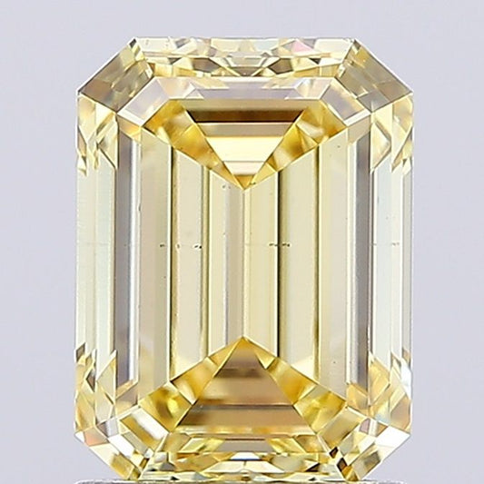 Lab-Grown Emerald Diamond - 2.01 Carats, Fancy Intense Yellow Color, VS2 Clarity - Certified by IGI - Report Number: LG691556812
