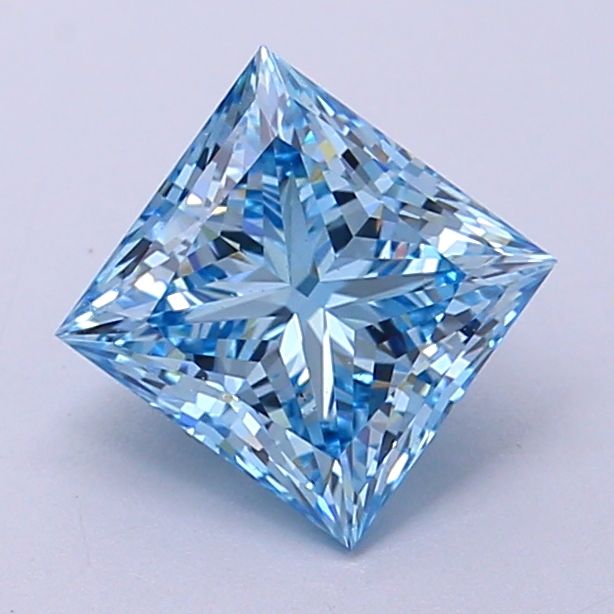 Lab-Grown Princess Diamond - 1.45 Carats, Fancy Vivid Blue Color, VS1 Clarity - Certified by IGI - Report Number: LG637456019