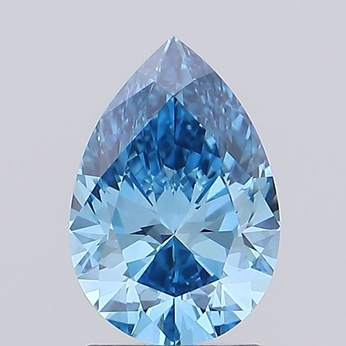Lab-Grown Pear Diamond - 1.6 Carats, Fancy Vivid Blue Color, VVS2 Clarity - Certified by IGI - Report Number: LG666412181