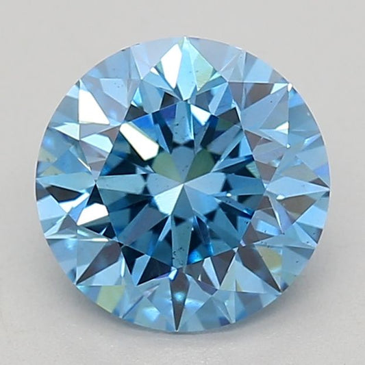 Lab-Grown Round Diamond - 1.07 Carats, Fancy Vivid Blue Color, VS2 Clarity - Certified by IGI - Report Number: LG643455273