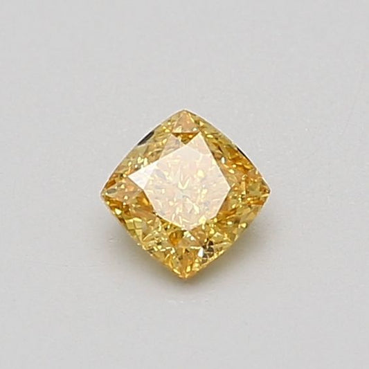 Lab-Grown Cushion Diamond - 0.34 Carats, Fancy Vivid Yellow Color, SI1 Clarity - Certified by IGI - Report Number: LG632411965