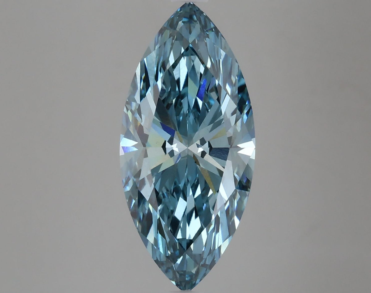 Lab-Grown Marquise Diamond - 4.11 Carats, Fancy Vivid Blue Color, VS1 Clarity - Certified by IGI - Report Number: LG633446295