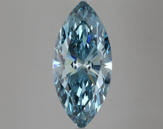 Lab-Grown Marquise Diamond - 4.11 Carats, Fancy Vivid Blue Color, VS1 Clarity - Certified by IGI - Report Number: LG633446295