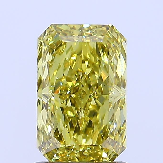 Lab-Grown Radiant Diamond - 1.6 Carats, Fancy Vivid Yellow Color, VS2 Clarity - Certified by IGI - Report Number: LG670481360