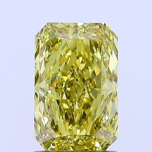 Lab-Grown Radiant Diamond - 1.6 Carats, Fancy Vivid Yellow Color, VS2 Clarity - Certified by IGI - Report Number: LG670481360