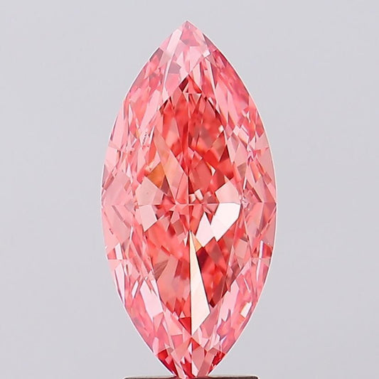Lab-Grown Marquise Diamond - 4.6 Carats, Fancy Vivid Pink Color, VVS1 Clarity - Certified by IGI - Report Number: LG628436325