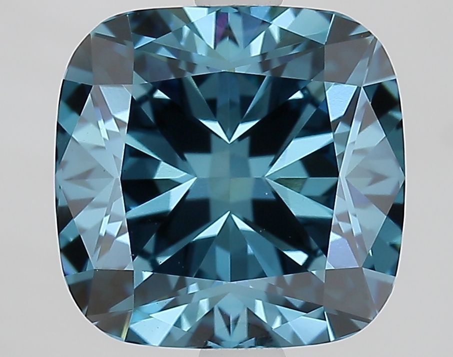 Lab-Grown Cushion Diamond - 3.03 Carats, Fancy Vivid Blue Color, VVS2 Clarity - Certified by IGI - Report Number: LG677524571