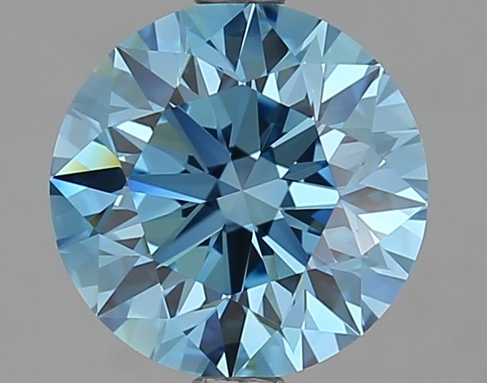Lab-Grown Round Diamond - 2.5 Carats, Fancy Vivid Blue Color, VVS2 Clarity - Certified by IGI - Report Number: LG645433625