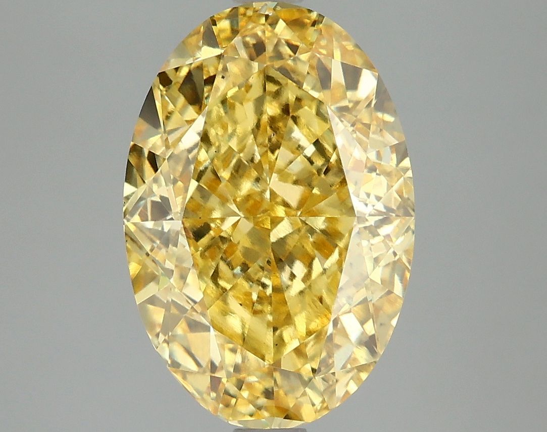 Lab-Grown Oval Diamond - 5.01 Carats, Fancy Vivid Yellow Color, VS2 Clarity - Certified by IGI - Report Number: LG670482612