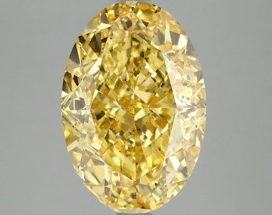 Lab-Grown Oval Diamond - 5.01 Carats, Fancy Vivid Yellow Color, VS2 Clarity - Certified by IGI - Report Number: LG670482612