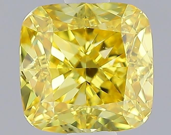 Lab-Grown Cushion Diamond - 1.0 Carats, Fancy Vivid Yellow Color, VS2 Clarity - Certified by IGI - Report Number: LG643411272