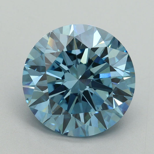 Lab-Grown Round Diamond - 6.04 Carats, Fancy Vivid Blue Color, VS2 Clarity - Certified by IGI - Report Number: LG644442230