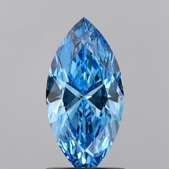 Lab-Grown Marquise Diamond - 0.93 Carats, Fancy Vivid Blue Color, VS2 Clarity - Certified by IGI - Report Number: LG667407067