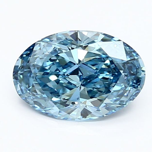 Lab-Grown Oval Diamond - 1.54 Carats, Fancy Vivid Blue Color, VS1 Clarity - Certified by IGI - Report Number: LG639427864