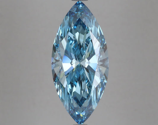 Lab-Grown Marquise Diamond - 4.18 Carats, Fancy Vivid Blue Color, VS1 Clarity - Certified by IGI - Report Number: LG633424101