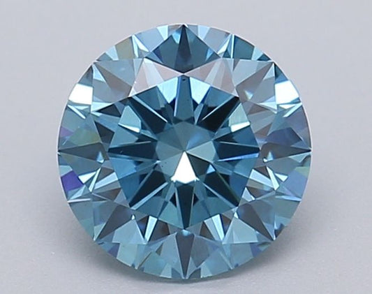 Lab-Grown Round Diamond - 0.96 Carats, Fancy Vivid Blue Color, VS2 Clarity - Certified by IGI - Report Number: LG613349367