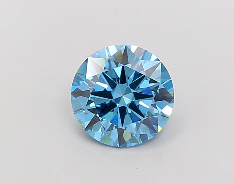 Lab-Grown Round Diamond - 1.36 Carats, Fancy Vivid Blue Color, VS2 Clarity - Certified by IGI - Report Number: LG681557548